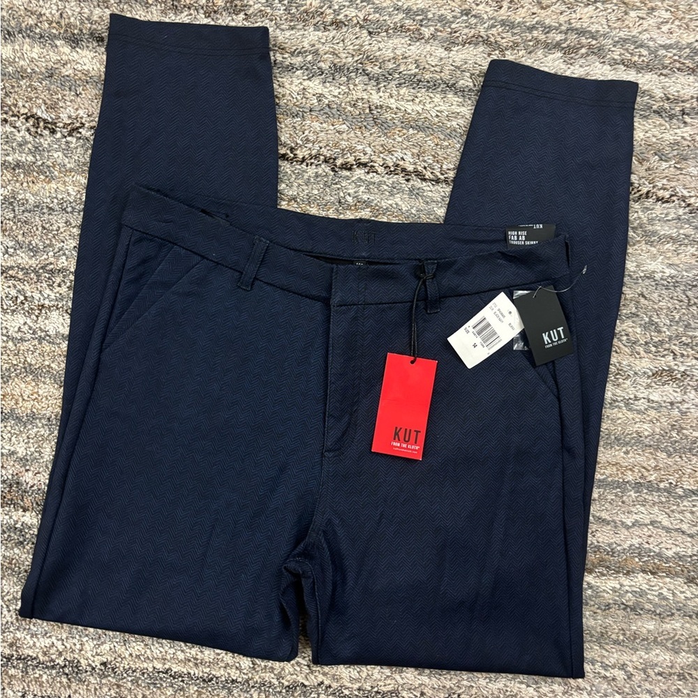 KUT From The Kloth High Rise Fab Ab Trousers Sz 14 NWT | KUT Women Navy Trouser- - Picture 3 of 14